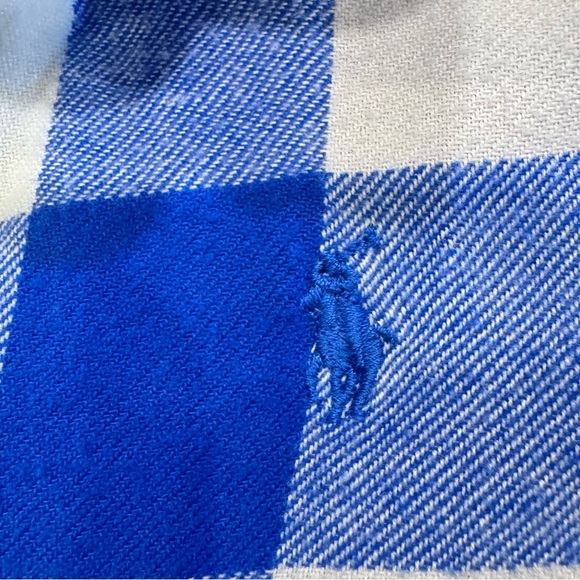 RALPH LAUREN BLUE PLAID COTTON TWILL SHIRT DRESS SIZE 24 MONTHS - Picture 5 of 10